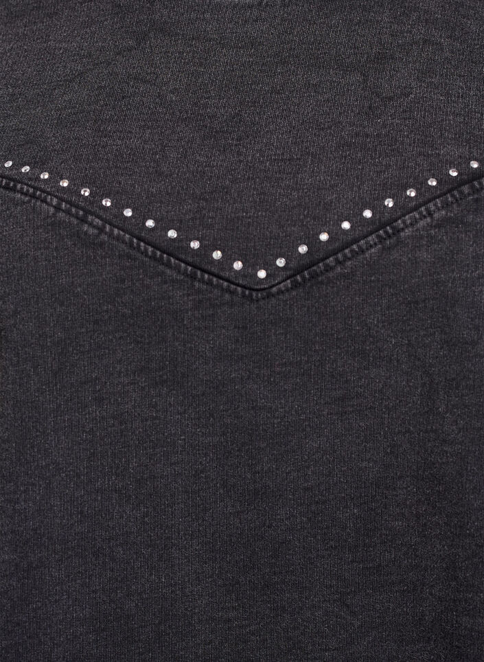 Sweatshirt with rhinestones and washed effect, Dark Grey, Packshot image number 2