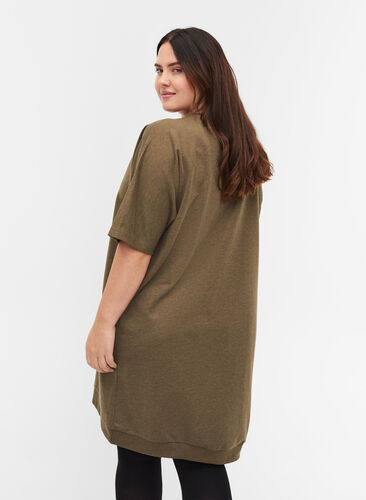 Plain 2/4 sleeve tunic, Ivy Green Mel., Model image number 1