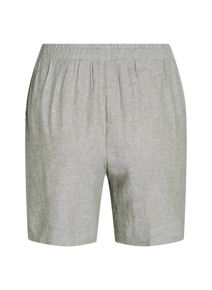 Loose shorts in linen and viscose, Green, Packshot image number 1
