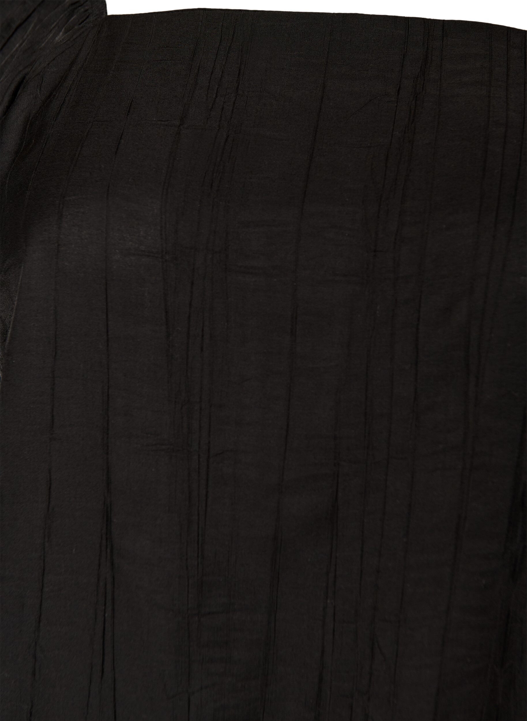 Zizzifashion Viscose blouse with a square neck and 3/4-sleeves, Black, Packshot image number 2