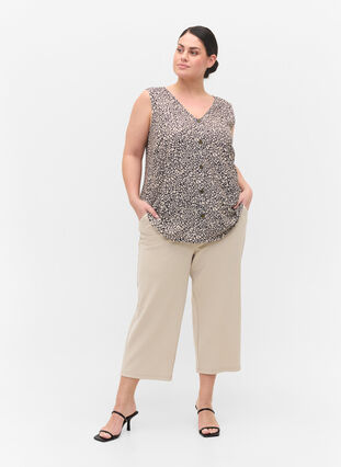Plain-coloured culottes with pockets, Off White, Model image number 2
