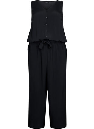 Sleeveless jumpsuit in viscose, Black, Packshot image number 0