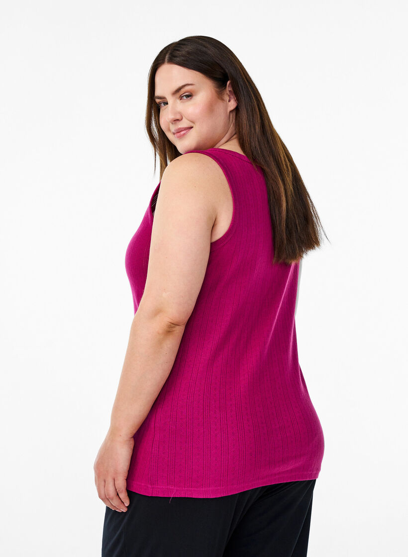 Night top in organic cotton with a textured pattern, Pink, Model image number 2