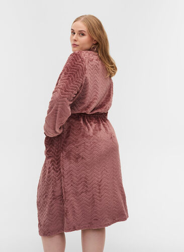 Long dressing gown with pockets, Ash Rose, Model image number 1