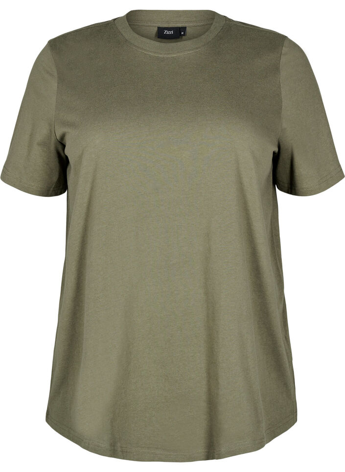 Basic cotton T-shirt with round neck, Green, Packshot image number 0