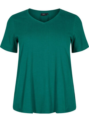 Basic plain cotton t-shirt, Evergreen, Packshot image number 0