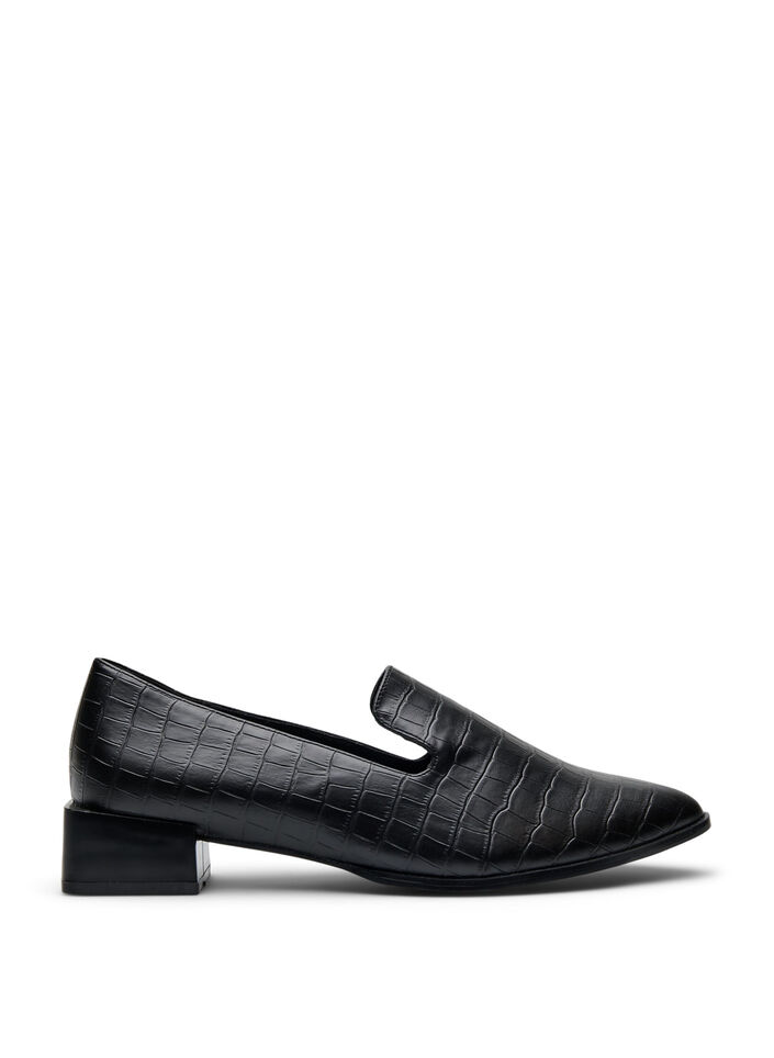 Wide fit - Loafers with a croc effect, Black, Packshot image number 0