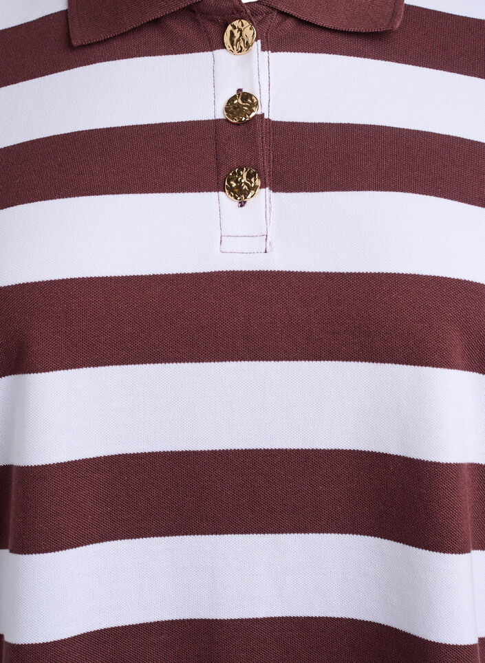 Striped polo shirt with long sleeves, Dark Bordeaux, Packshot image number 2