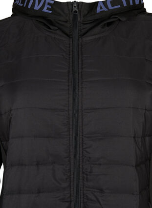 Sports cardigan with quilt and hood, Black, Packshot image number 2