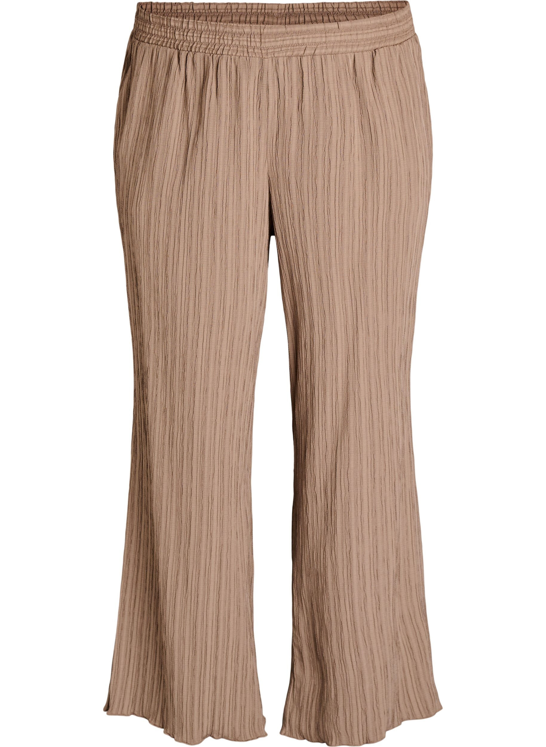 Zizzifashion FLASH - High-waisted trousers with wide legs, Brown, Packshot image number 0