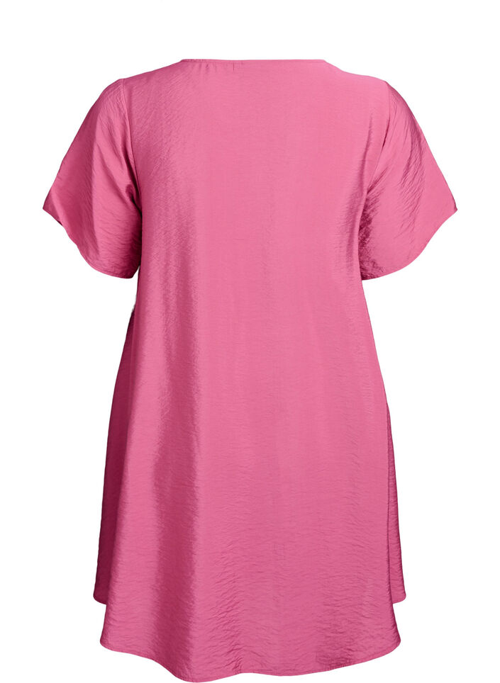 A-line viscose dress with short sleeves, Rose, Packshot image number 1