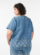 Short-sleeved denim blouse with broderie anglaise, Light Blue, Model image number 2