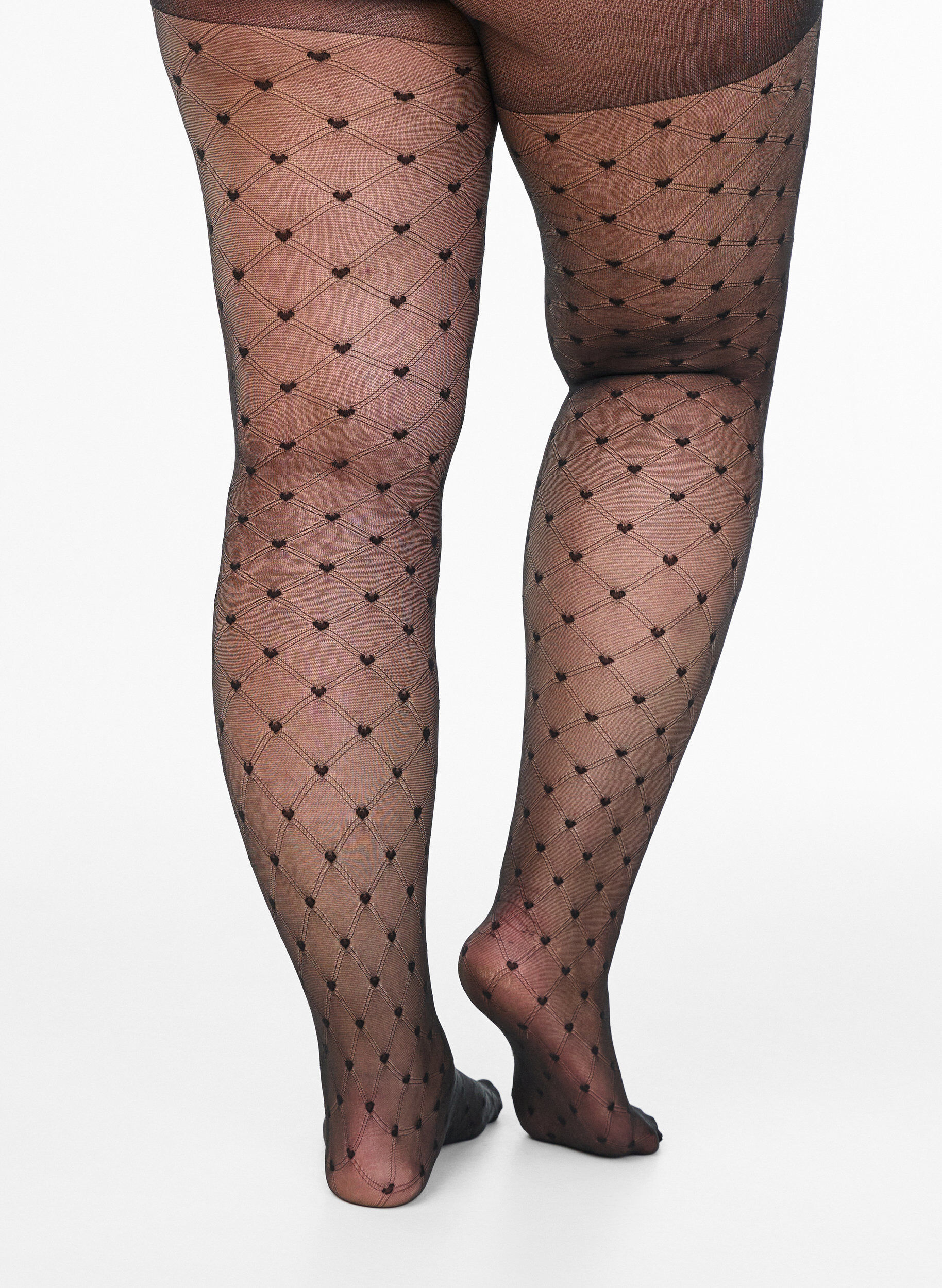 Zizzifashion Tights in 25 denier with hearts, Black, Packshot image number 2