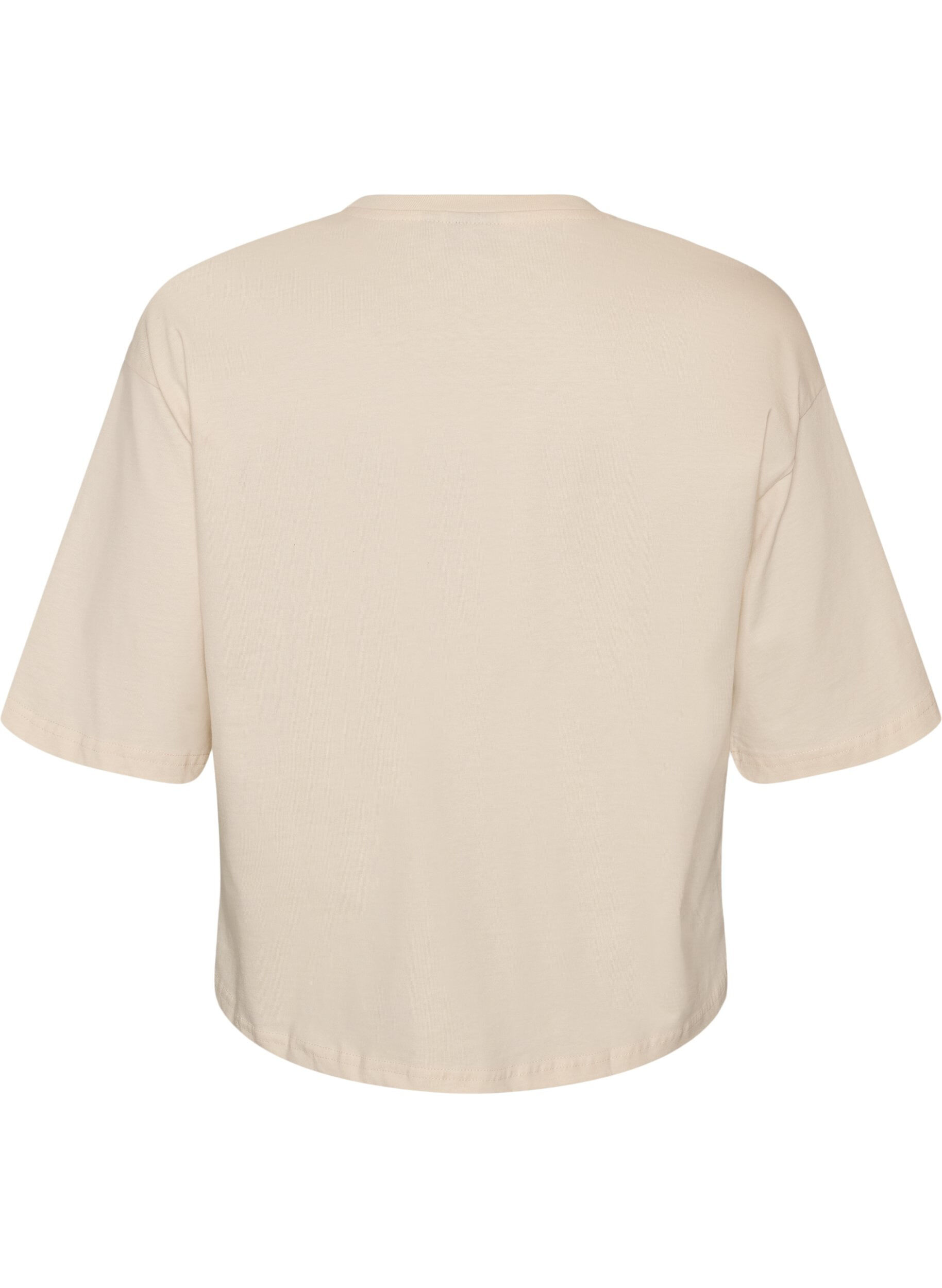 ZizzifashionT-shirt with text print and badges, Beige, Packshot image number 1