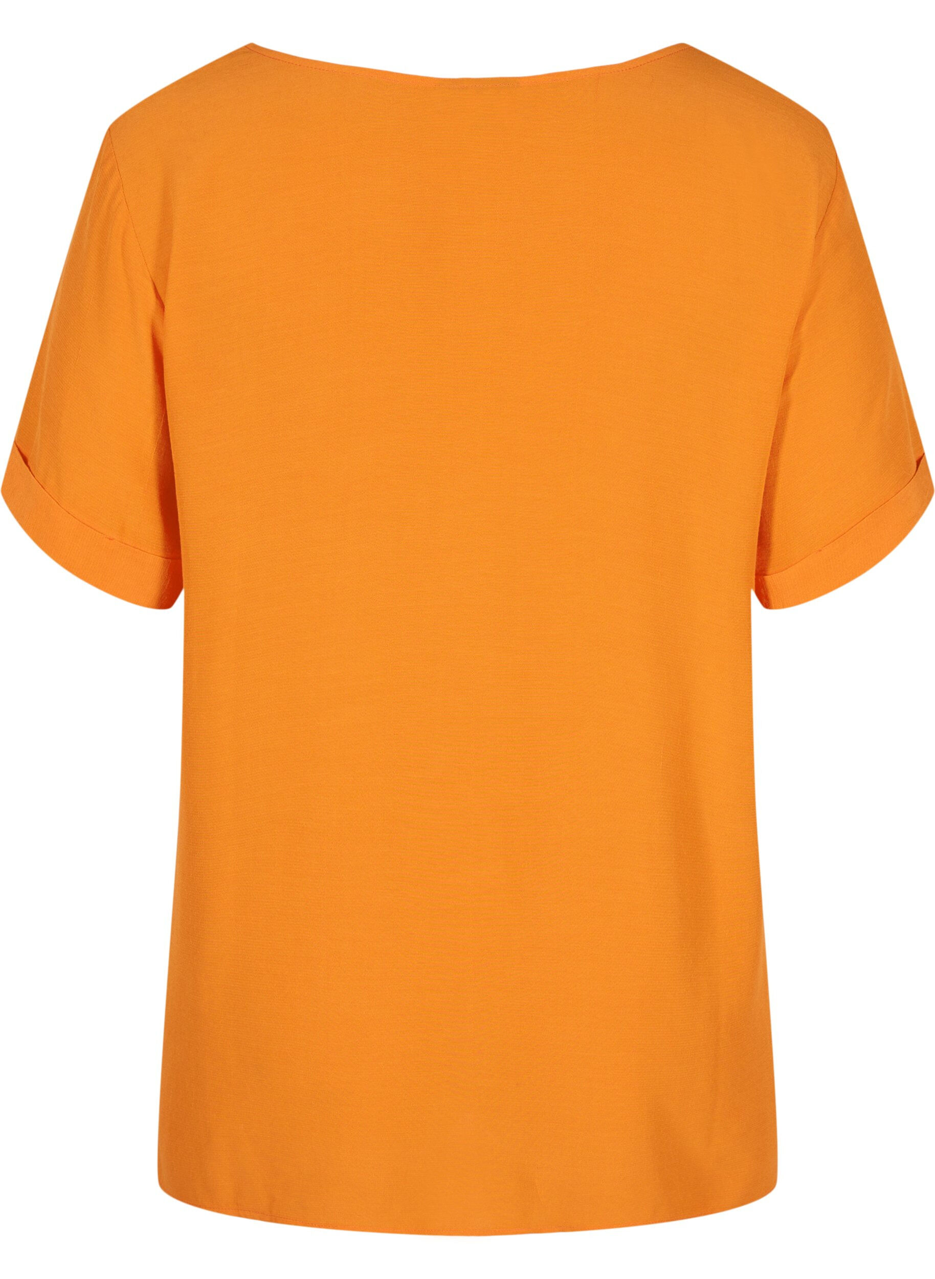 Zizzifashion Short-sleeved viscose blouse, Orange Peel, Packshot image number 1