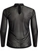 Fitted mesh blouse with long sleeves, Black, Packshot image number 1