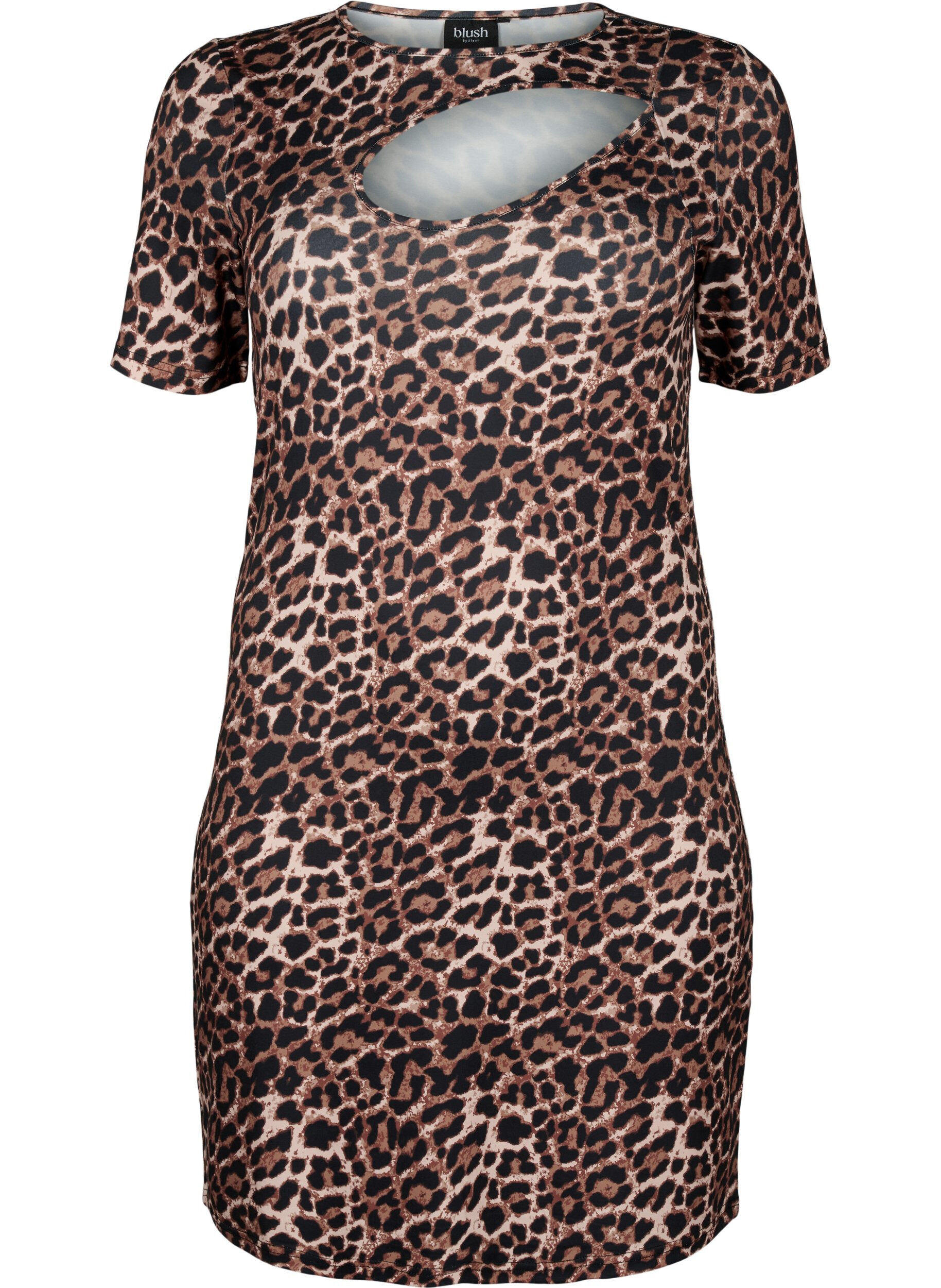 Zizzifashion Close-fitting leopard print dress with a cut-out, Leopard AOP, Packshot image number 0