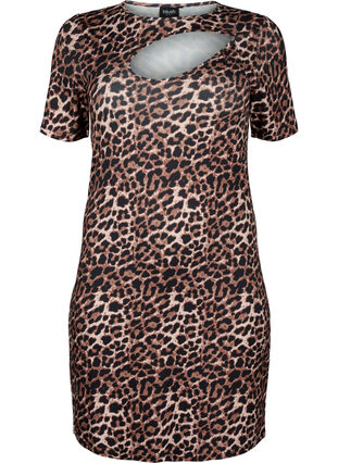 Close-fitting leopard print dress with a cut-out, Leopard AOP, Packshot image number 0