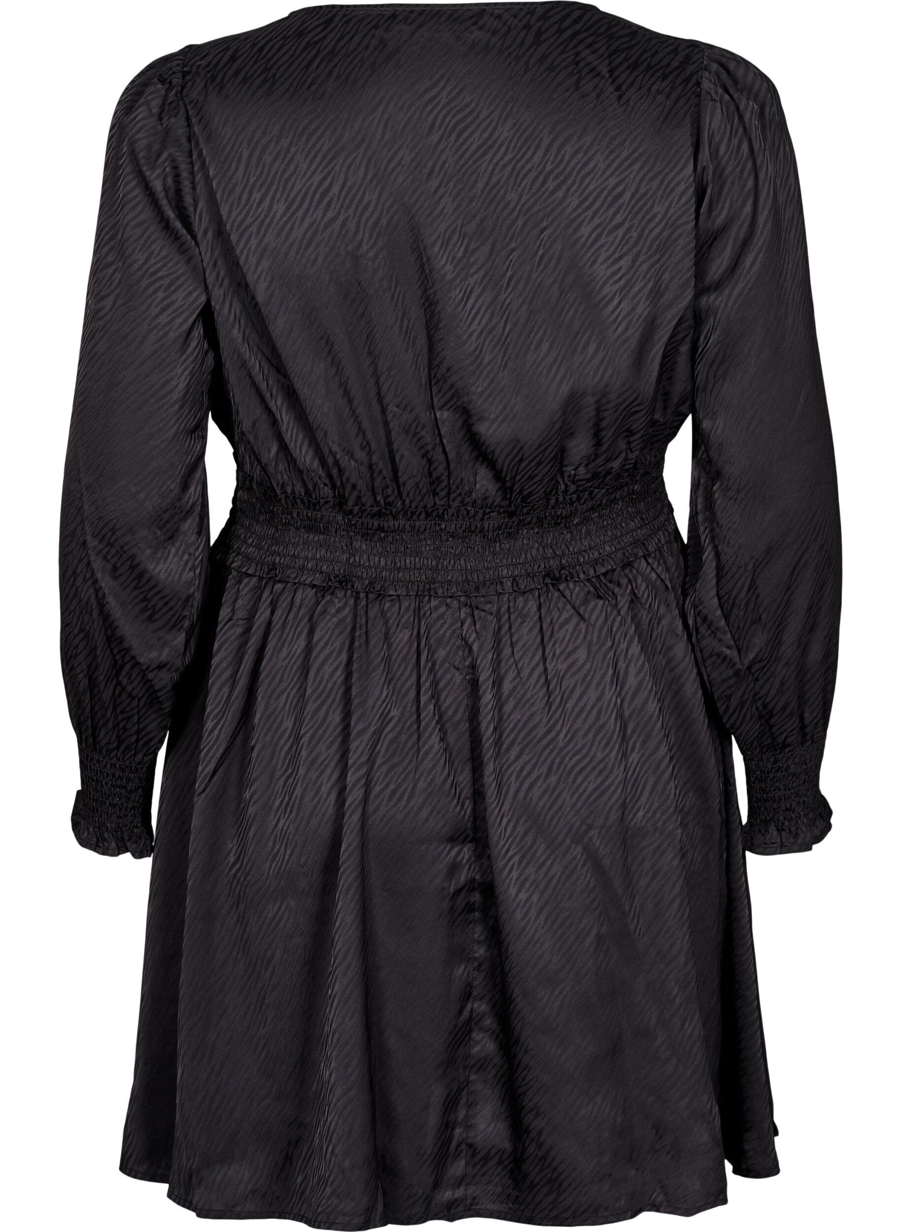 Zizzifashion Short dress with smock detailing, Black, Packshot image number 1