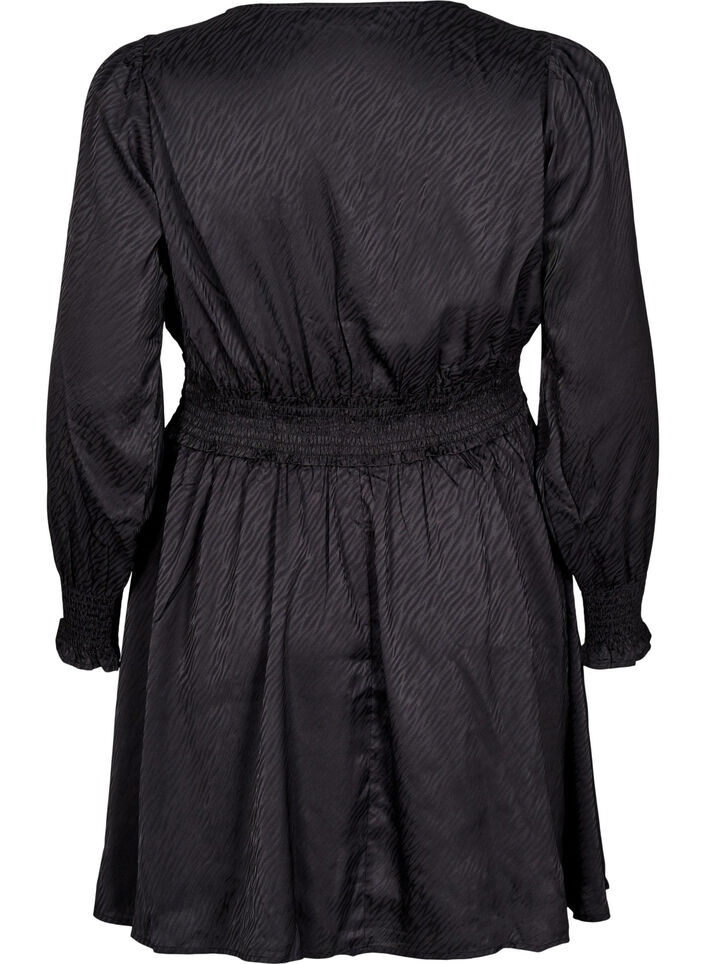 Short dress with smock detailing, Black, Packshot image number 1