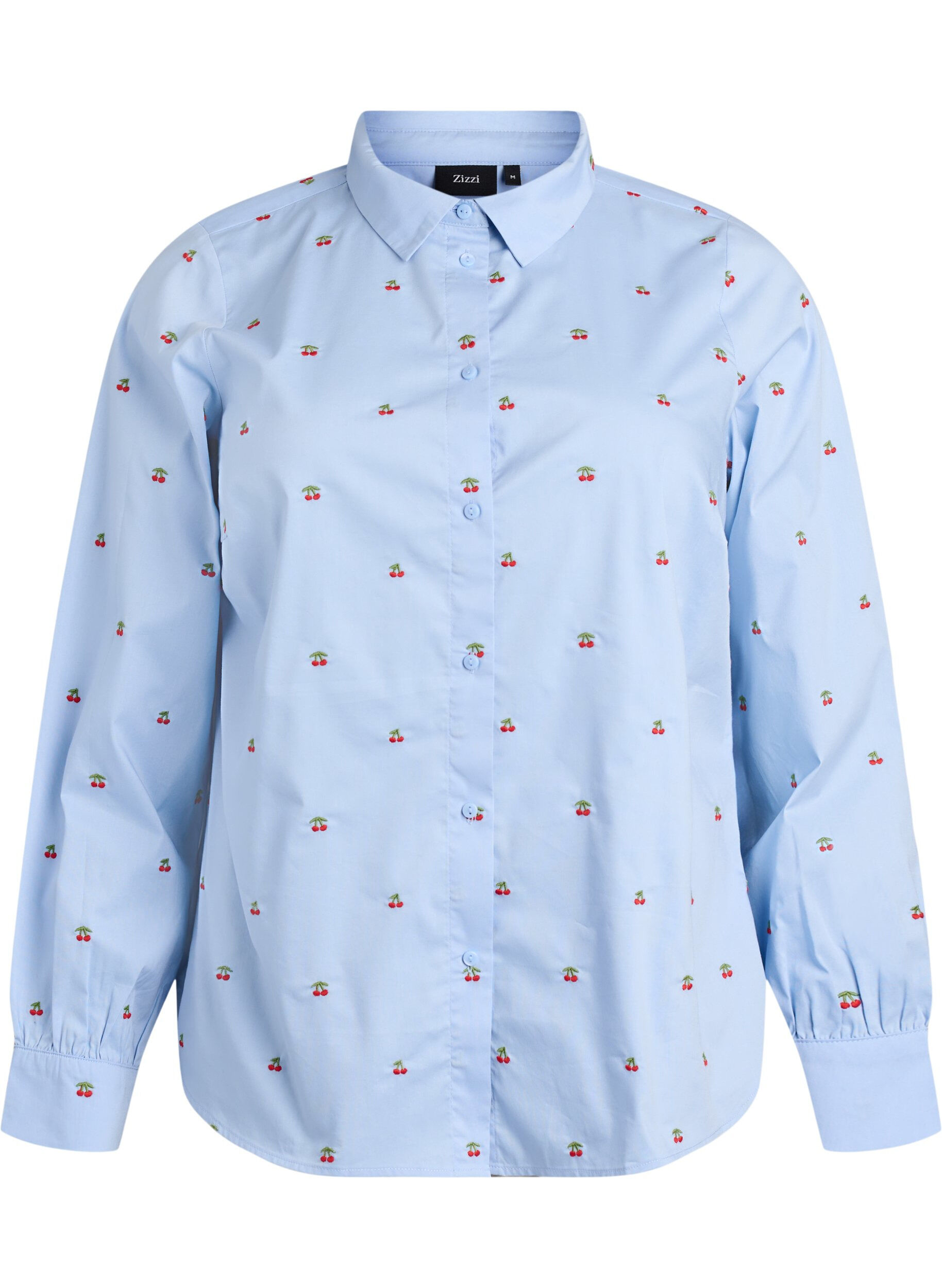 ZizzifashionShirt with embroidered cherries, Light Blue, Packshot image number 0