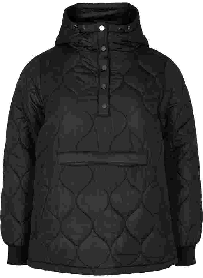 Quilted thermal anorak with a hood, Black, Packshot