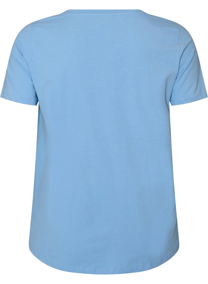 Basic plain cotton t-shirt, Light Blue, Packshot image number 1