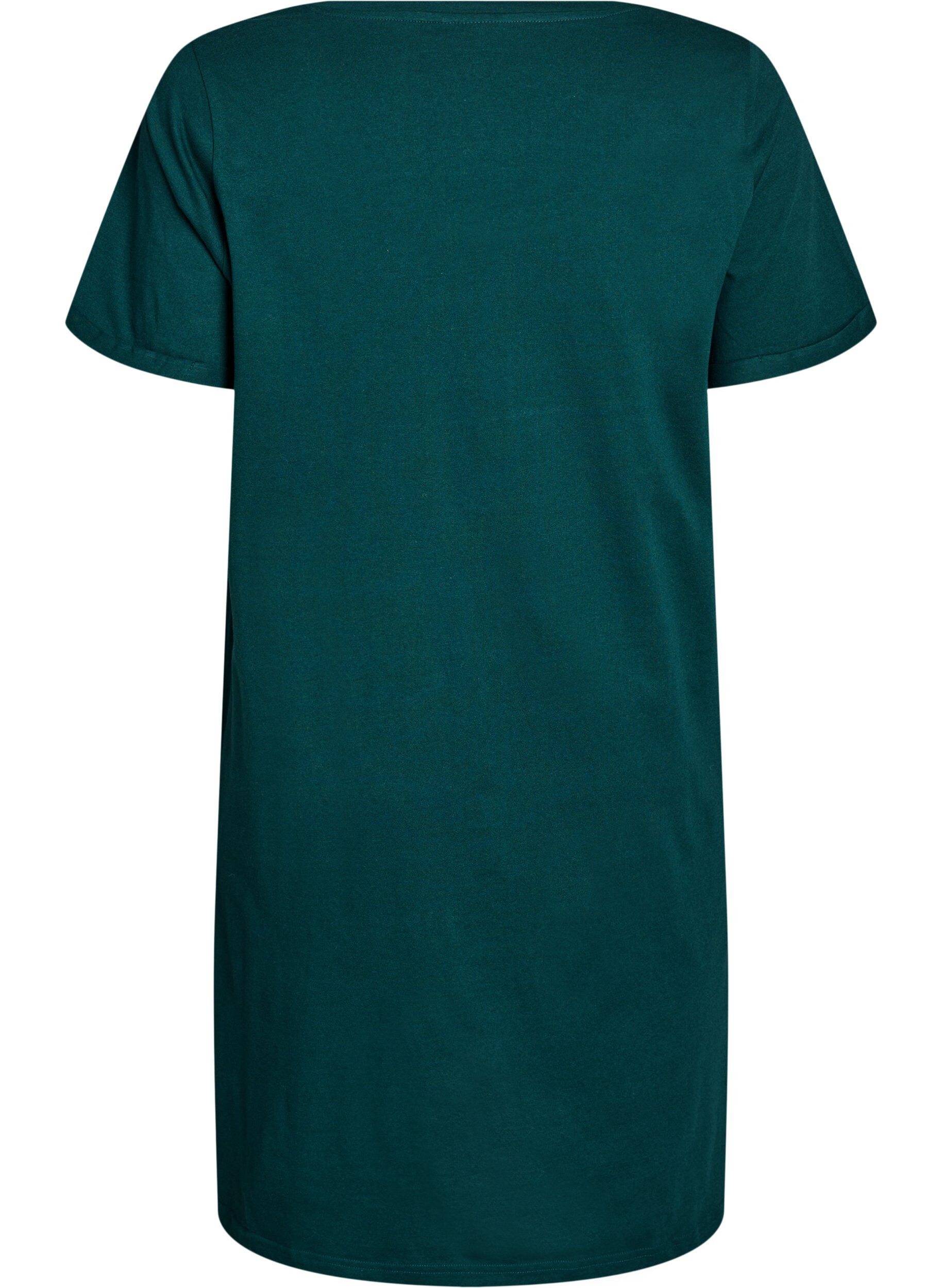 ZizzifashionShort-sleeved nightgown in organic cotton, Green, Packshot image number 1