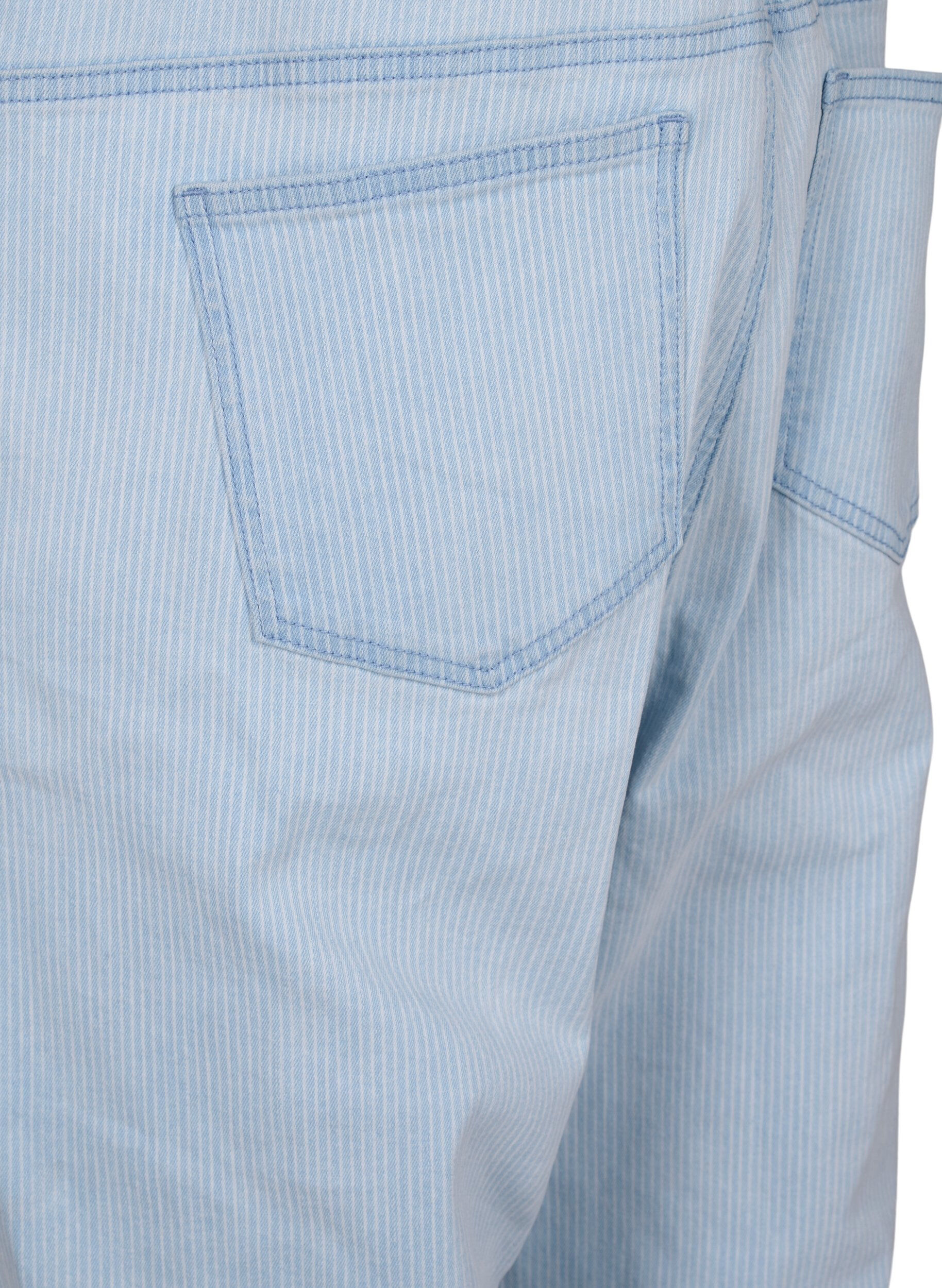 ZizzifashionStriped denim overalls, Light Blue, Packshot image number 4