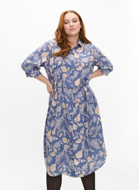 FLASH - Shirt dress with print, Delft AOP, Model
