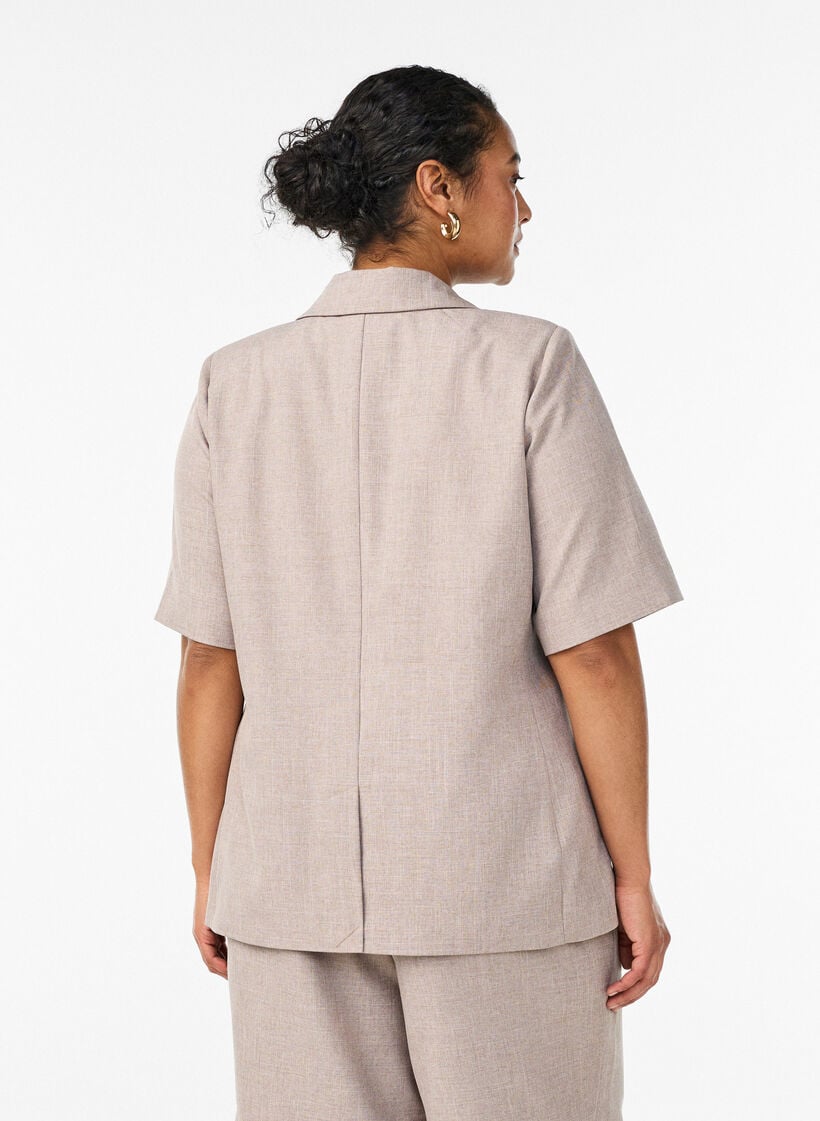 Blazer with short sleeves and lapels, Brown, Model image number 2