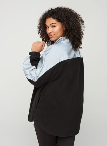 Sports cardigan with fleece and reflectors, Black, Model image number 1