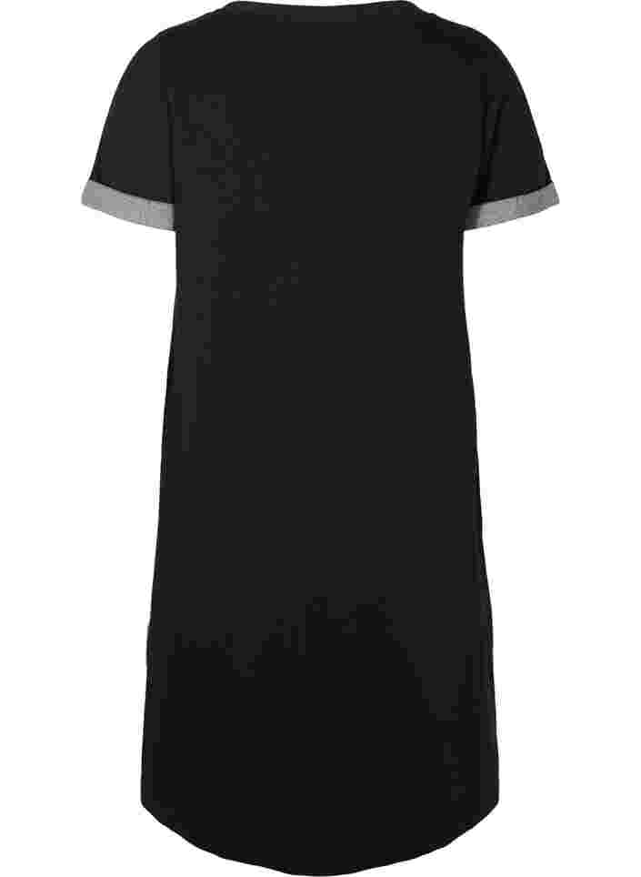 Sweater dress with short sleeves and slits, Black, Packshot image number 1