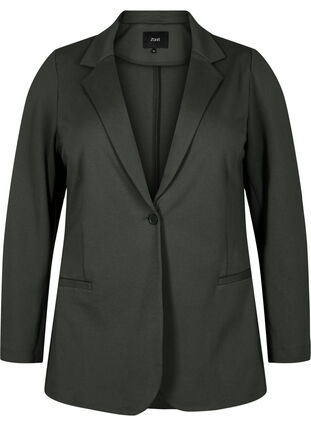 Simple blazer with button closure, Forest Night, Packshot image number 0
