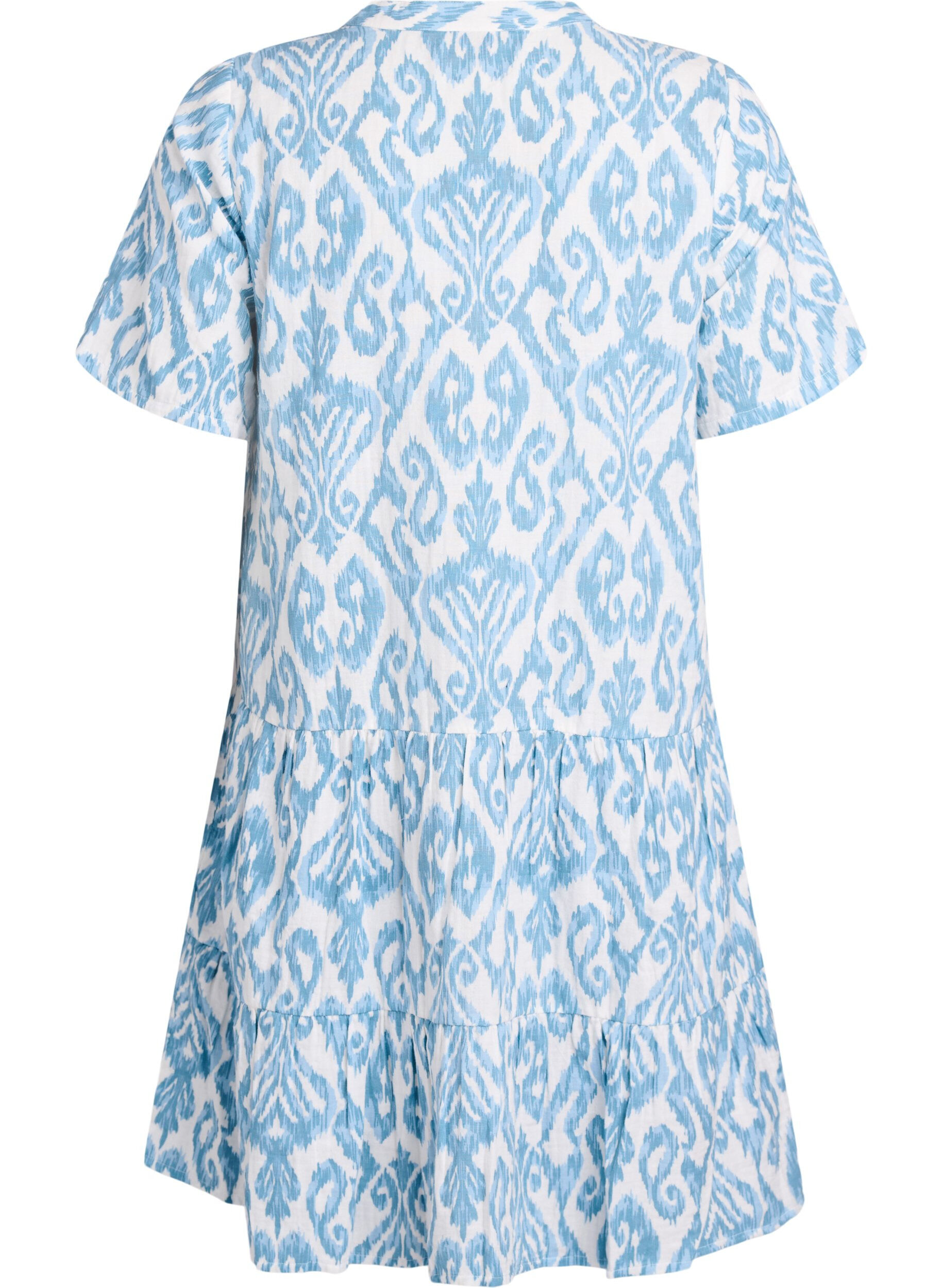 ZizzifashionShort A-line dress in cotton muslin, Vanilla, Packshot image number 1