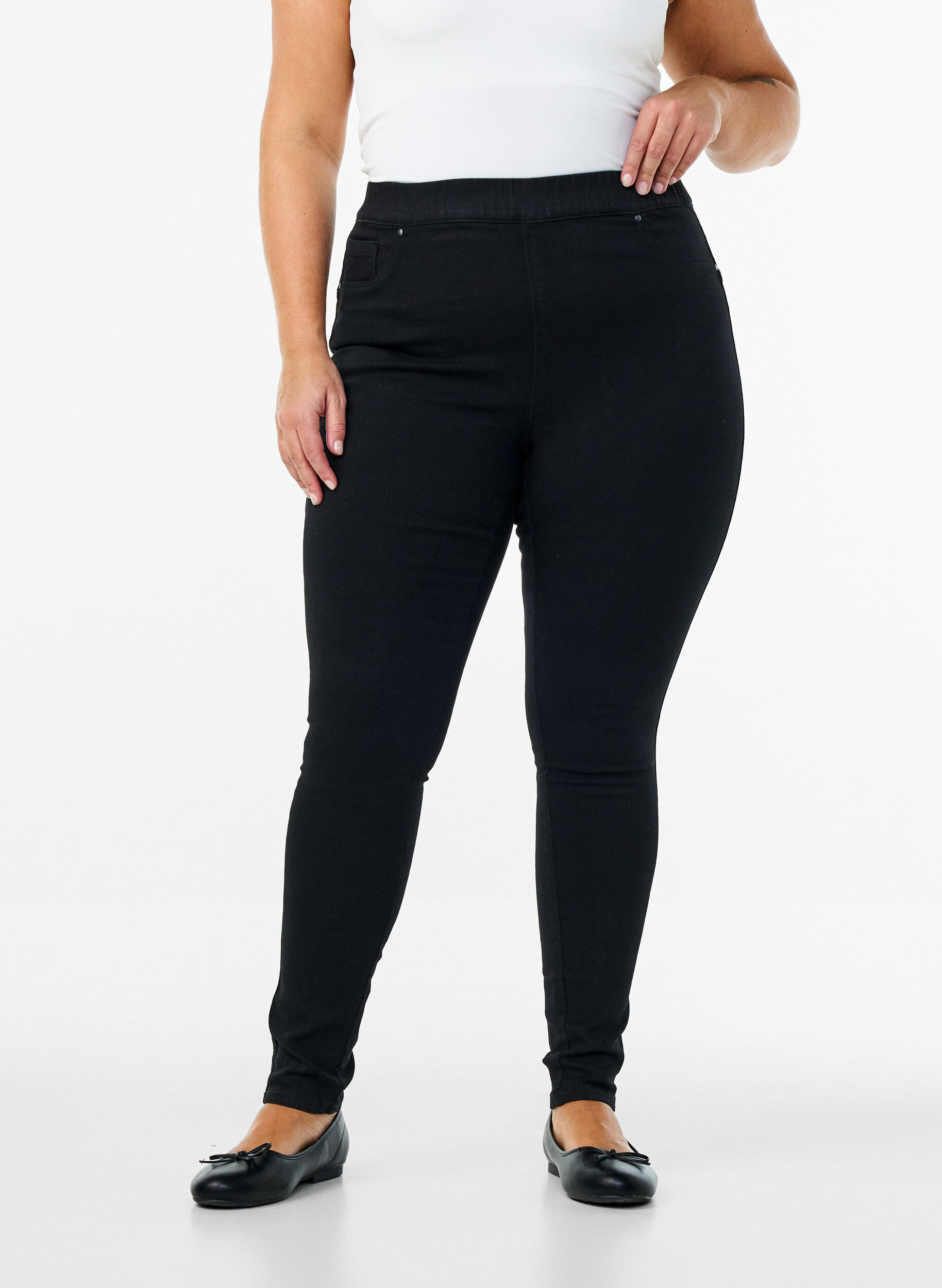 ZizzifashionHigh-waisted jeggings, Black, Model image number 2