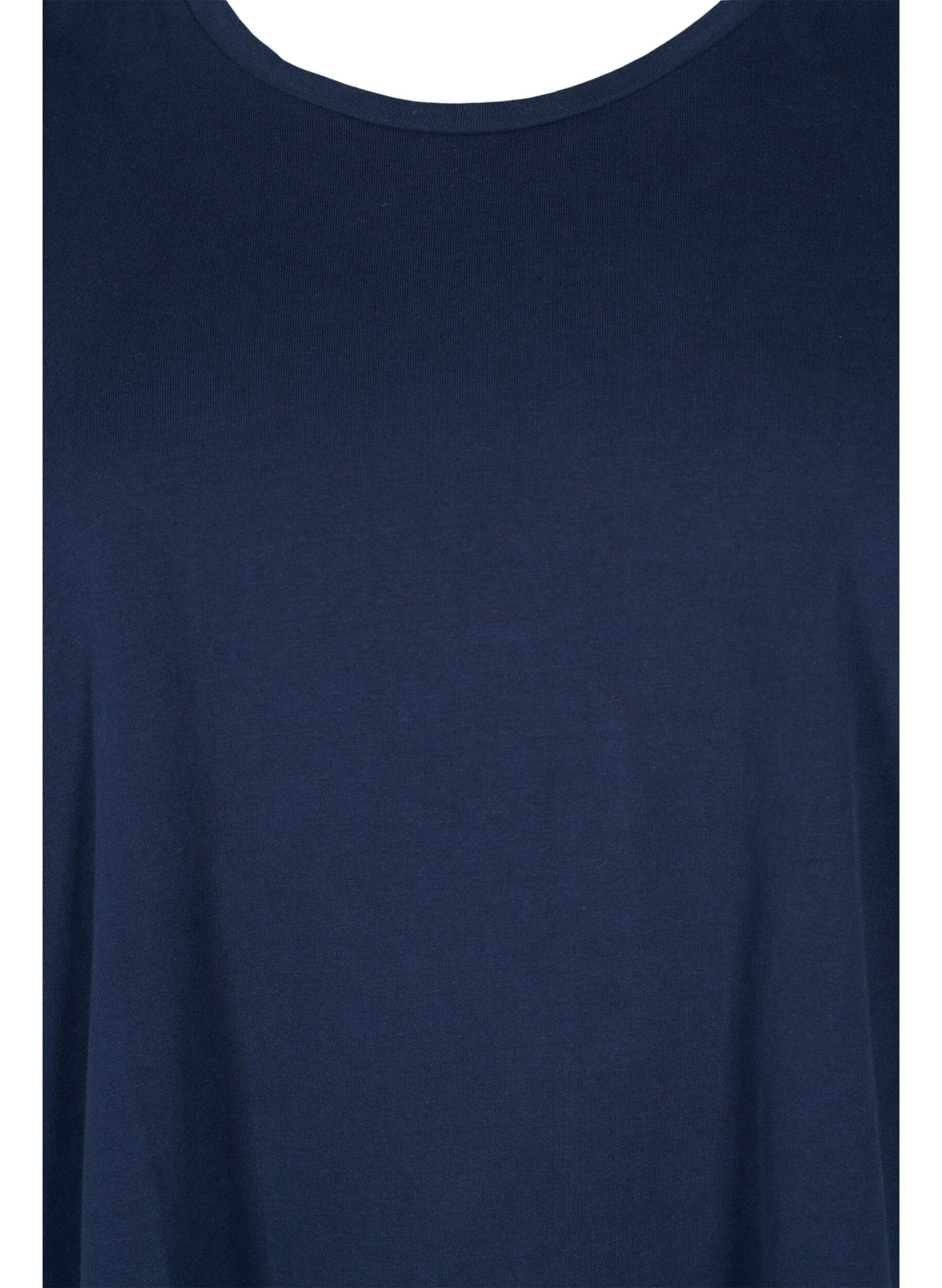 Zizzifashion Basic cotton t-shirt with 3/4 sleeves, Blue, Packshot image number 2