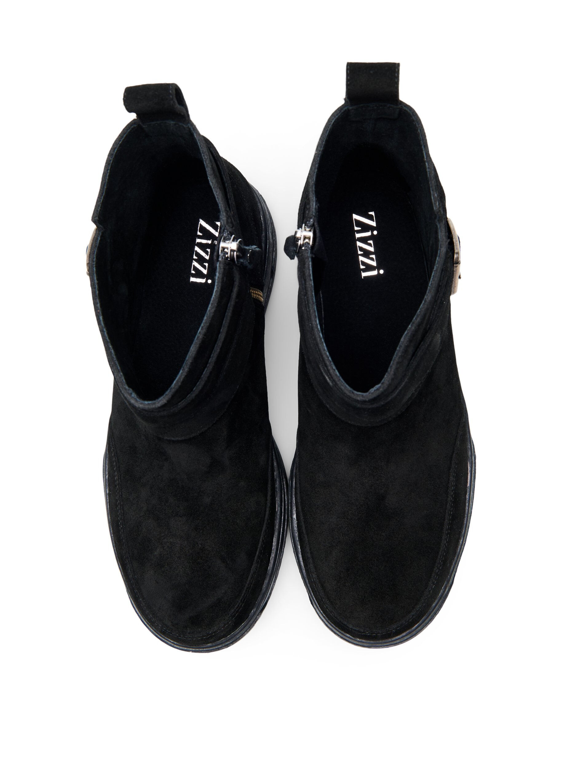 Zizzifashion Short wide fit boot in suede, Black, Packshot image number 2