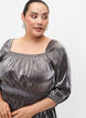 Silver-colored blouse with 3/4 sleeves and smock, Dark Silver, Model image number 2