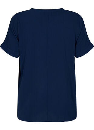 Short-sleeved blouse with v-neckline, Navy Blazer, Packshot image number 1