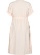 Linen and viscose midi dress with front slits, Beige, Packshot image number 1