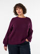 Ribbed jumper with balloon sleeves, Purple, Model image number 0