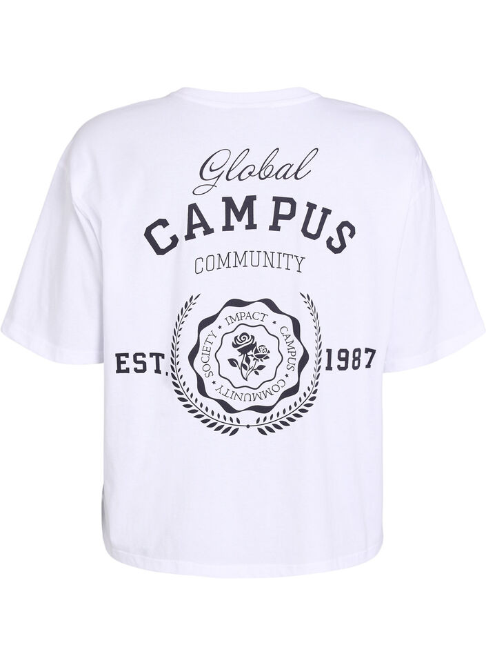 Oversized T-shirt with back print, White, Packshot image number 1