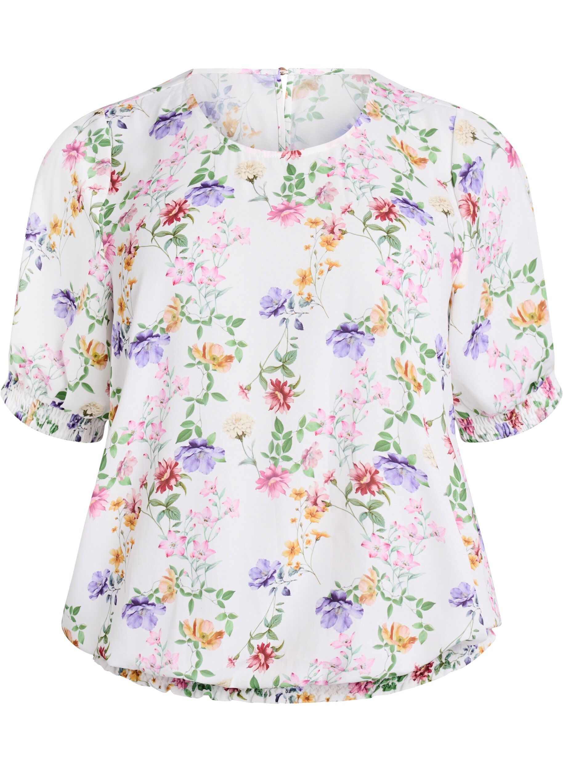 Zizzifashion Floral blouse with smock, Rose, Packshot image number 0