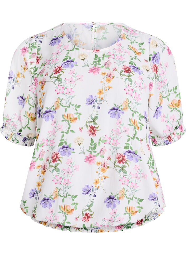 Floral blouse with smock, Rose, Packshot image number 0