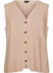 Striped vest in linen and viscose, Beige, Packshot image number 0