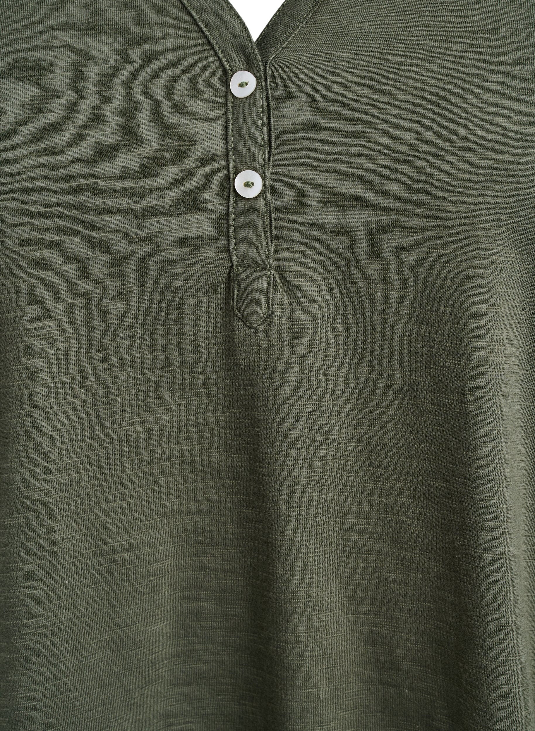 Zizzifashion FLASH - T-shirt with button detail, Green, Packshot image number 2