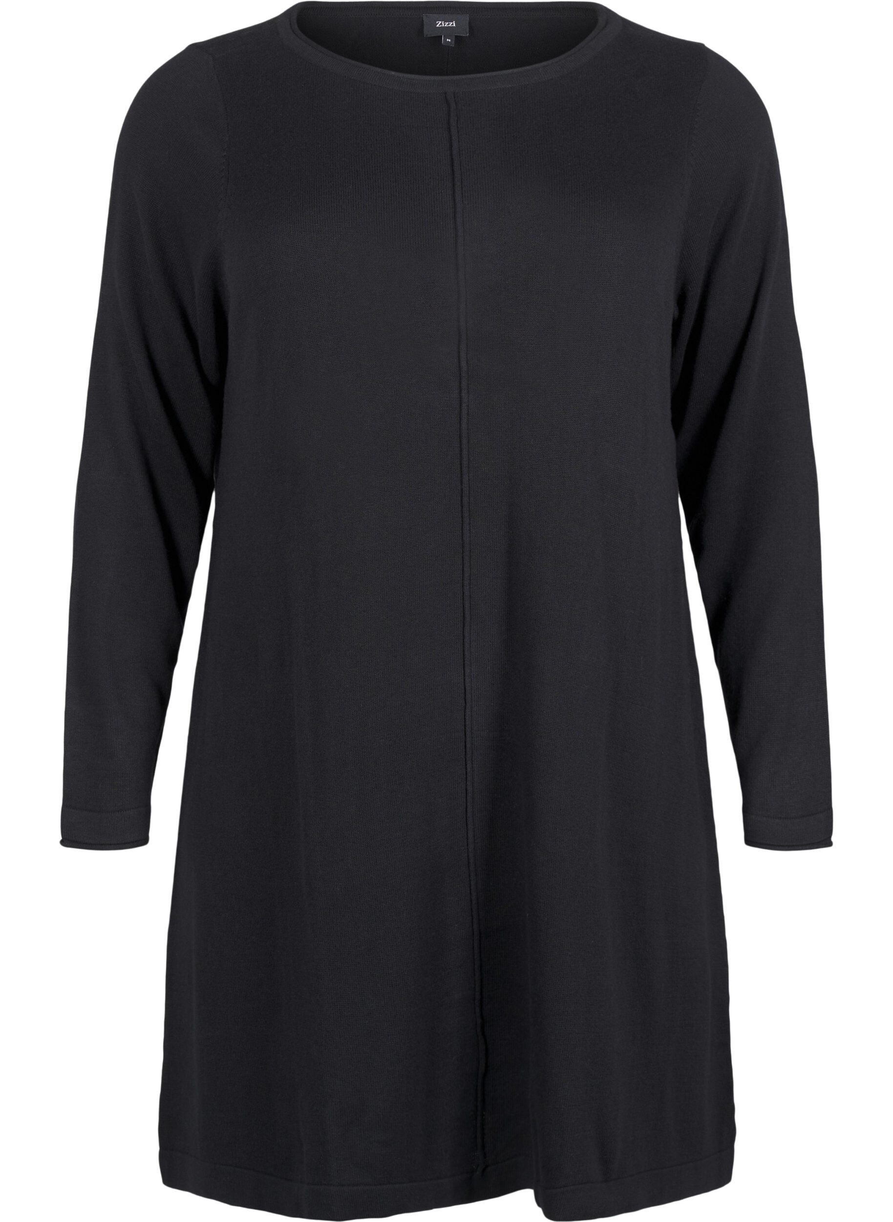 ZizzifashionKnitted dress in cotton-viscose blend, Black, Packshot image number 0