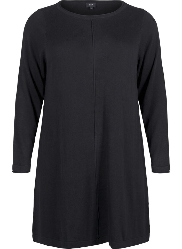 Knitted dress in cotton-viscose blend, Black, Packshot image number 0