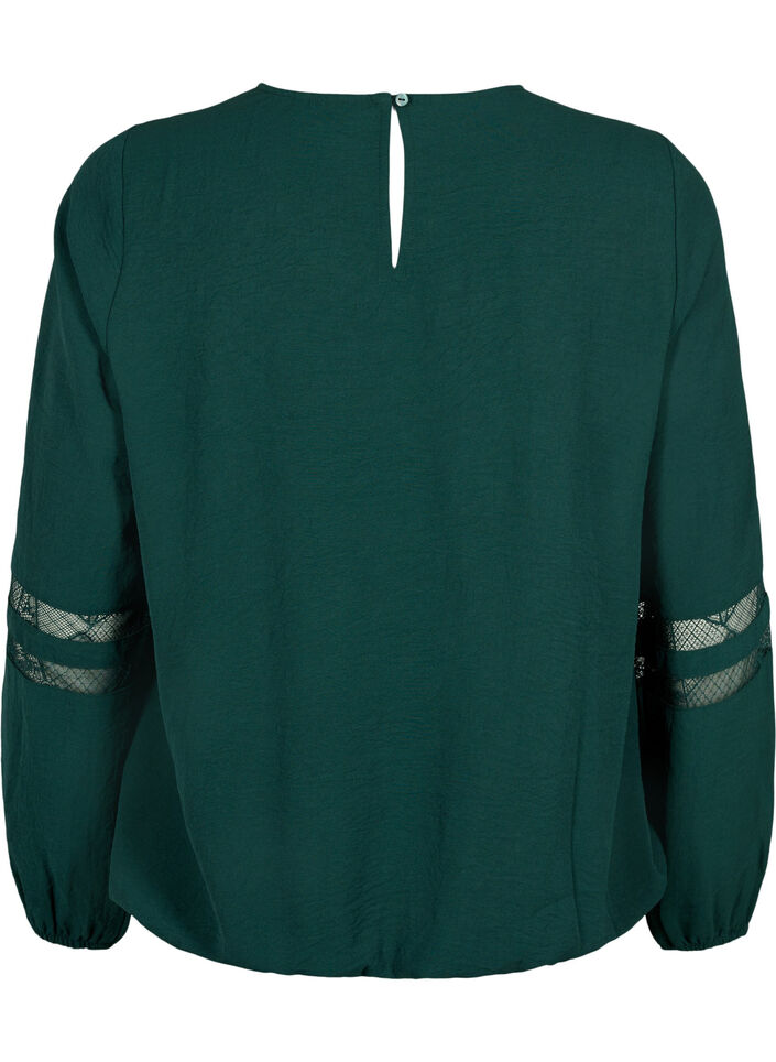 Long-sleeved blouse with lace, Scarab, Packshot image number 1